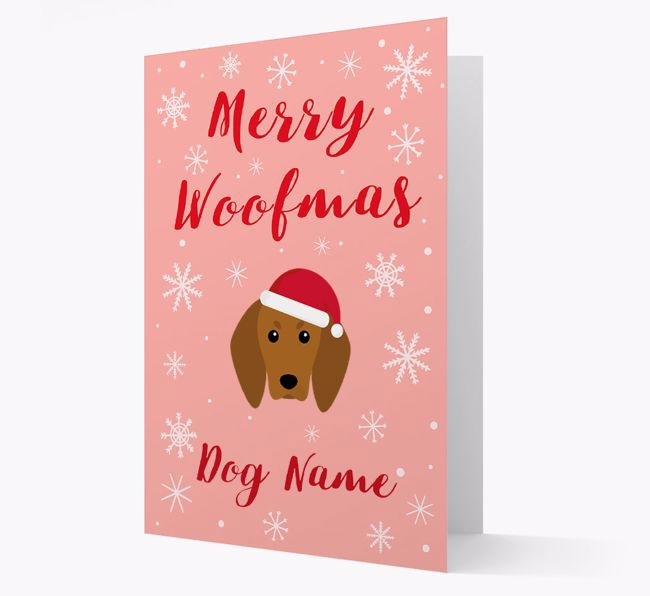 'Merry Woofmas {dogsName}' Card with your {breedFullName} Christmas Icon